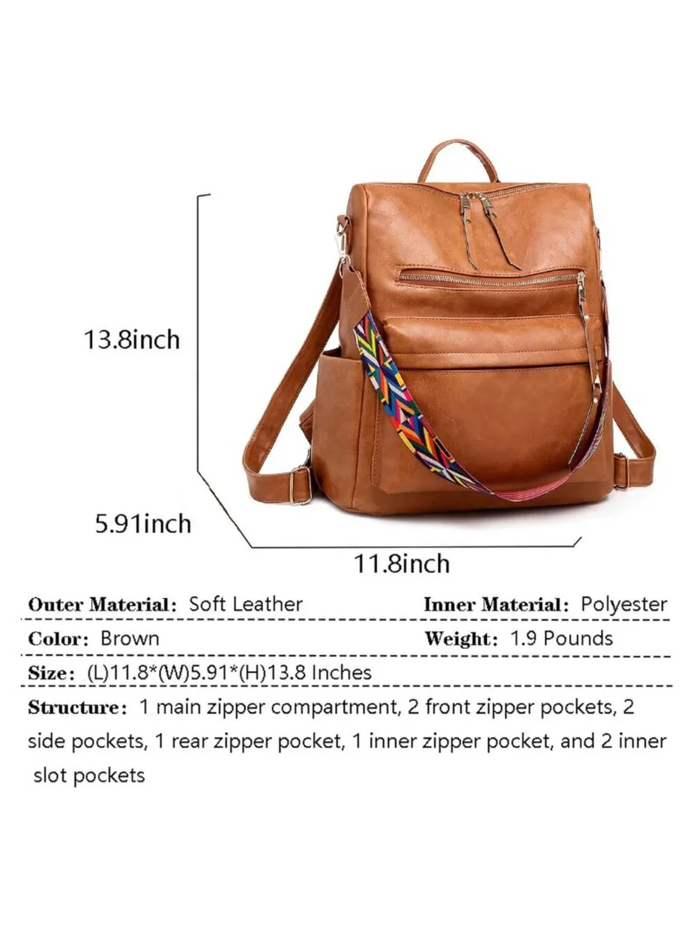 PU Leather Fashion Backpack Purse Convertible Shoulder Bag Travel Daypack